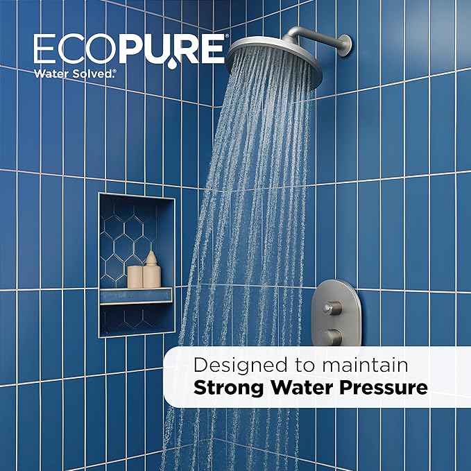 EcoPure EPW2VC Whole Home Water Filtration System – Valve-in-Head Design with Built-In Bypass Valve & Clear Sump – Reduces Sediment, Rust, Dirt & Chlorine Taste – Fits Standard Capacity Filters