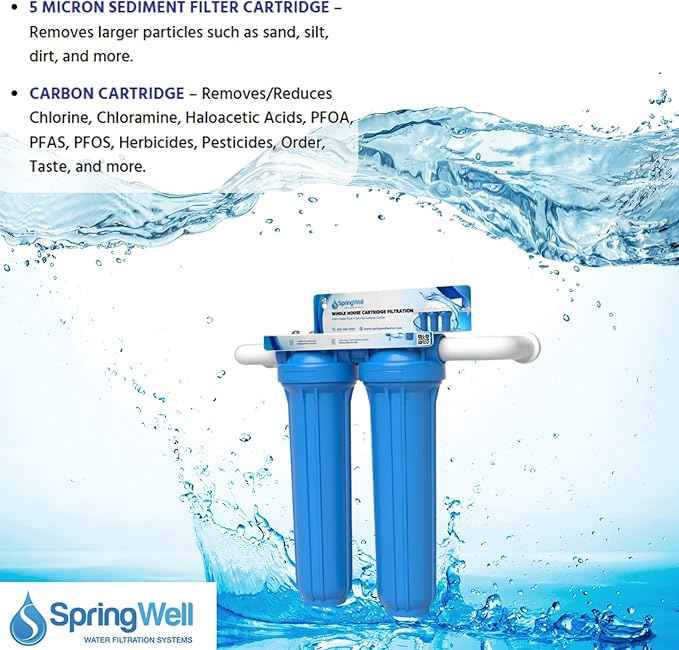 SpringWell Whole House Water Filter Cartridge System - Carbon + Sediment Filter