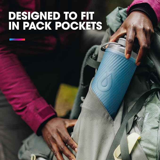 HydraPak Flux - Collapsible Backpacking Water Bottle (750ml, 1L, 1.5L) - BPA Free, Ultra Light, Spill-Proof Twist Cap