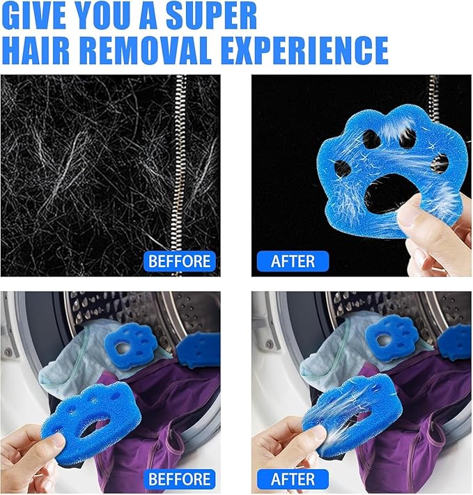 Reusable Pet Hair Remover for Laundry, Effective Cat & Dog Hair Catcher for Washer & Dryer, Lint and Fur Remover for Clothes, Bedding, Safe and Durable for All Fabrics (6) - AquaVibe