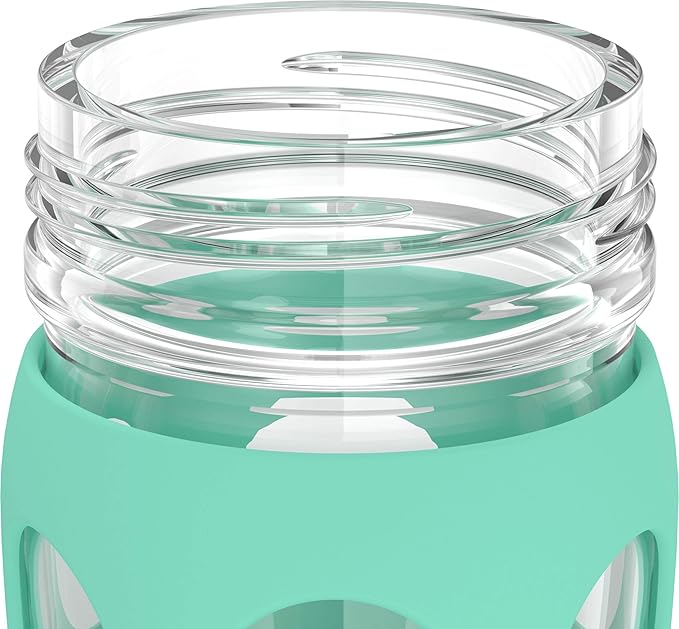 Lifefactory 22-Ounce BPA-Free Glass Water Bottle with Classic Cap and Protective Silicone Sleeve, Sea Green
