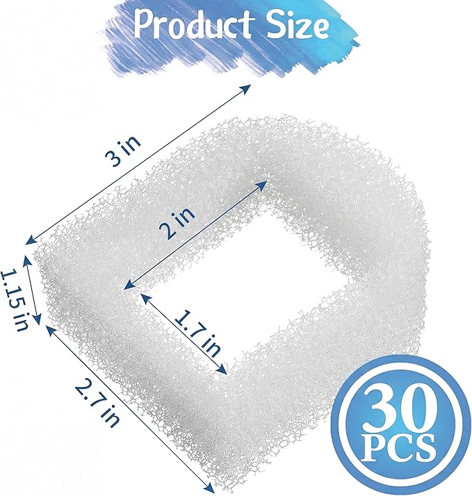 Zonon 30 Pcs Cat Water Fountain Filters, Pet Fountain Replacement Foam Filters, Compatible with Drinkwell Pet Fountains Filter Ceramic, Stainless Steel, Plastic, 360 Pets Water Fountains Filter Foam