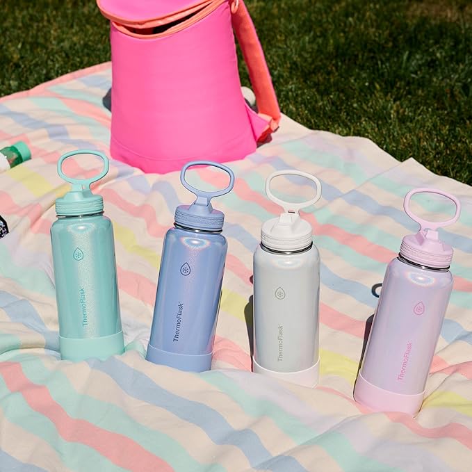 ThermoFlask 32 oz Double Wall Vacuum Insulated Stainless Steel Water Bottle with Straw Lid, Iron Night