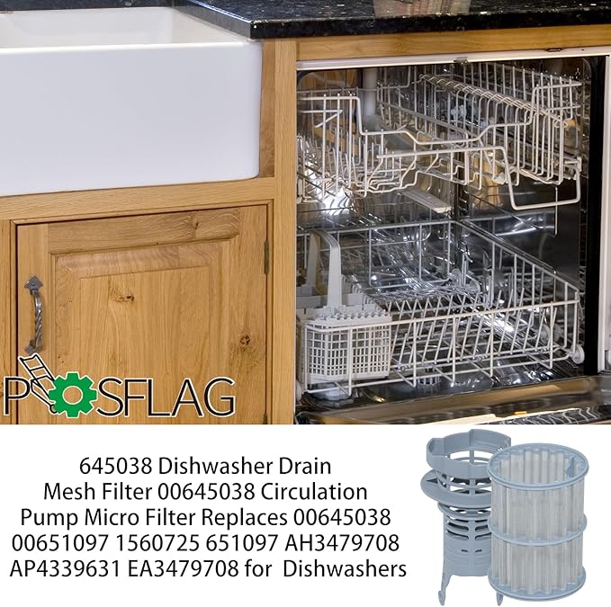 645038 Dishwasher Drain Mesh Filter 00645038 Circulation Pump Micro Filter Replaces 645038, 00645038 AP4339631 00651097 1560725 651097 AH3479708 EA3479708 PS3479708 PS8730270 AP4339631