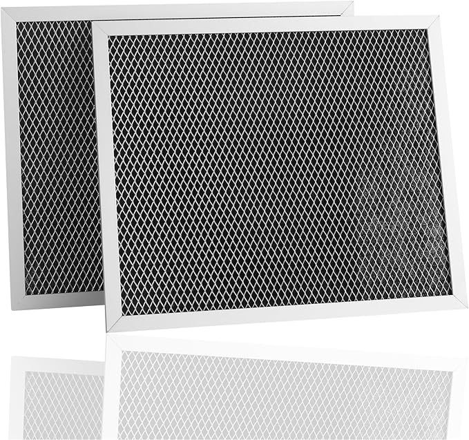 2 Pack Replacement Air Filter For 41F, 97007696, 97005687 Broan Nutone Range Hood Grease Mesh Charcoal Carbon Combo - Filter Size 8.75 x 10.5 x .44 Inches - AquaVibe