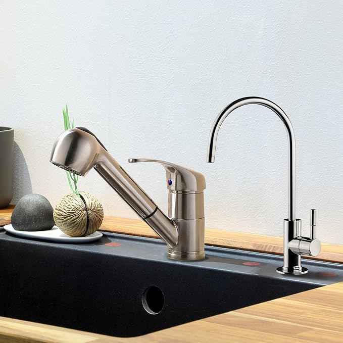 iSpring RCC1UP-AK 100GPD Under Sink 7-Stage Reverse Osmosis RO Drinking Filtration System & GA1-B Reverse Osmosis, Kitchen Bar Sink Lead-Free Drinking Water Faucet
