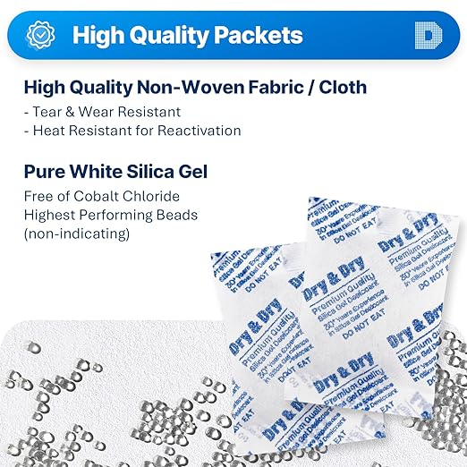Dry & Dry 20 Gram[30 Packets] Silica Gel Packets Desiccant Packs Silica Gel Packs Silica Packets - Rechargeable Silica Packets, Silica Gel Packets, Silica Gel