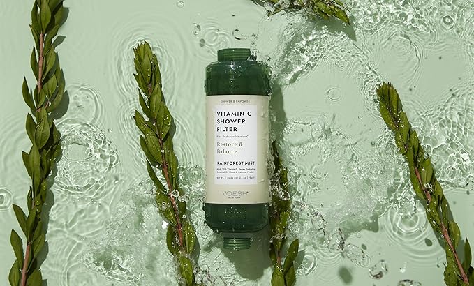 VOESH Vitamin C Shower Filter, Rainforest Mist, Shower Aromatherapy, Water Purifier, Water Softener, Vegan Probiotics, Spa Shower Head, Water Filter, Shower Self-Care