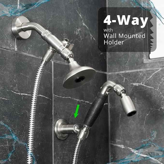 High Sierra® - Solid Lead-Free Metal 4-Way Combo HALF DOME® Fixed and Handheld Shower Head with Hose. Run Separately or Both at Full Flow - 1.8 GPM per Shower Head - Oil Rubbed Bronze Finish