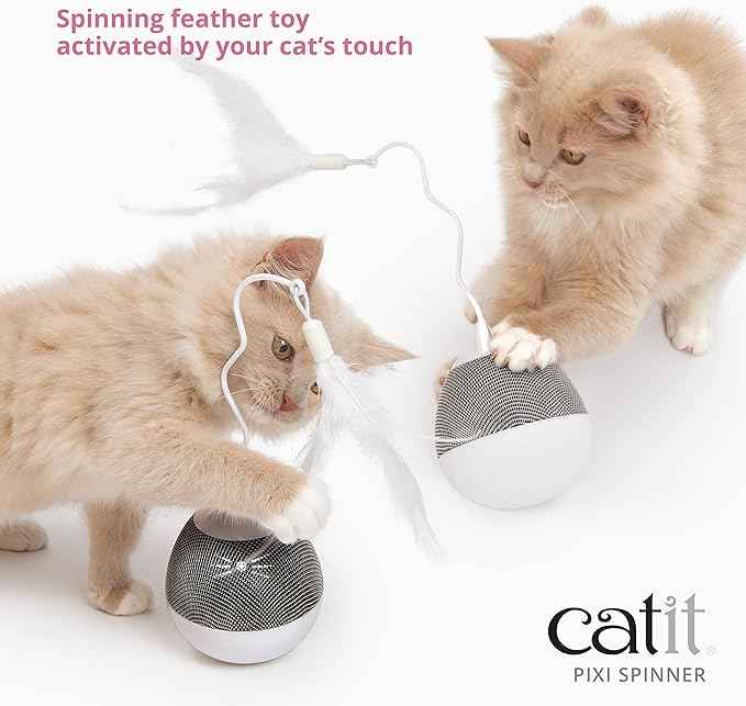 Catit PIXI Spinner, Treat Dispensing Cat Toy, Silver
