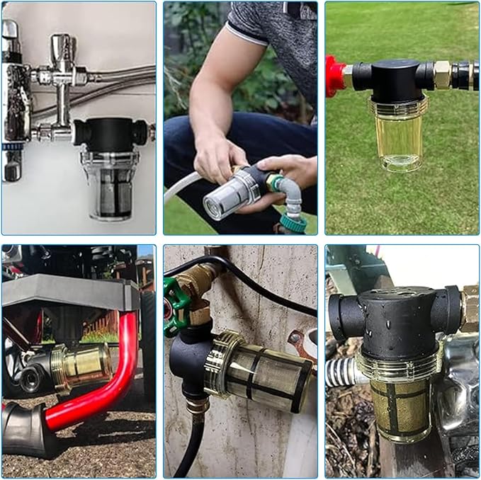 Water Pump Strainer, 1/2" Female NPT in-Line Strainer Beer Filter with 80 mesh Stainless Steel Filter Screen, Garden Hose Sediment Filter for RV Water Tank Pressure Washer Outdoor Hose
