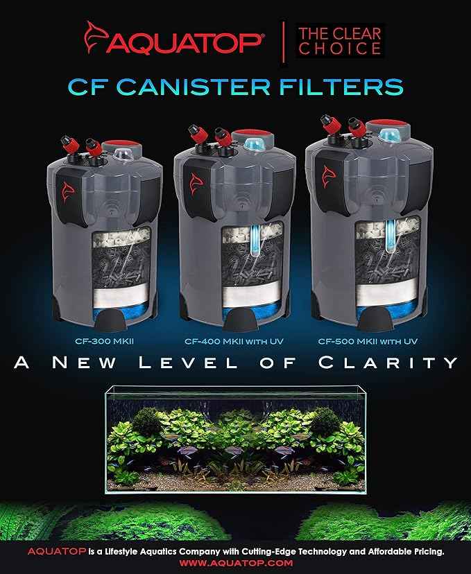 Aquatop 5-Stage Canister Filter with Vortex Prime, 9W UV, 525GPH Flow Rate, 55W Power, Up to 175 Gal – Including All Filtration Media, Great for Salt & Freshwater Tanks, UV for Crystal Clear Water