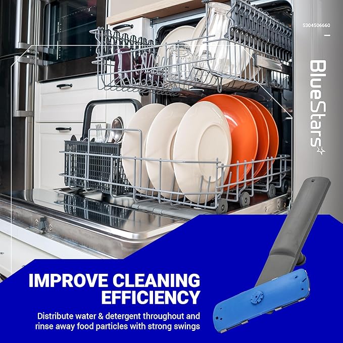 BlueStars 5304506660 Dishwasher Lower Spray Arm LFID2426TF5A FFID2426TS1A - Compatible with several Frigidaire Dishwashers Wash Arm Assembly - Replaces 5304496886 5304496936 5304506532 AP6038456