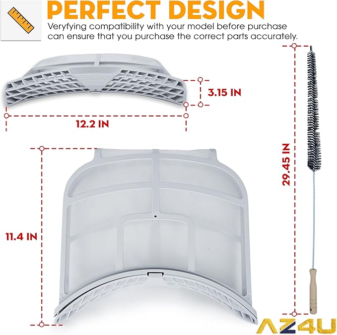 AZ4U ADQ73373201 Replacement For LG True Steam Dryer Lint Trap Replacement, LG Dryer Lint Filter & For Kenmore Elite Dryer Lint Screen Replacement with Cleaner Brush, AP5675511 2656948 PS7787727 Etc