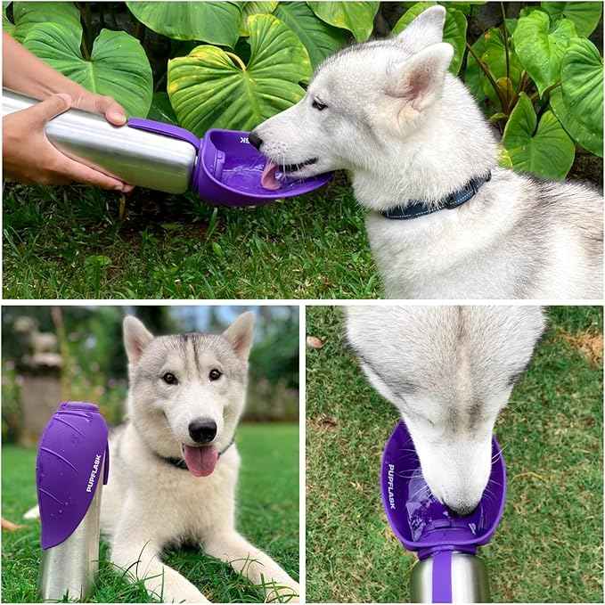 PupFlask Large Dog Water Bottle | 27 or 40 OZ Stainless Steel | Convenient Dog Drink Dispenser | Puppy Travel Water Bowl | Portable Pet Hydration Bottle | Leak Proof | Perfect Size For All Breeds