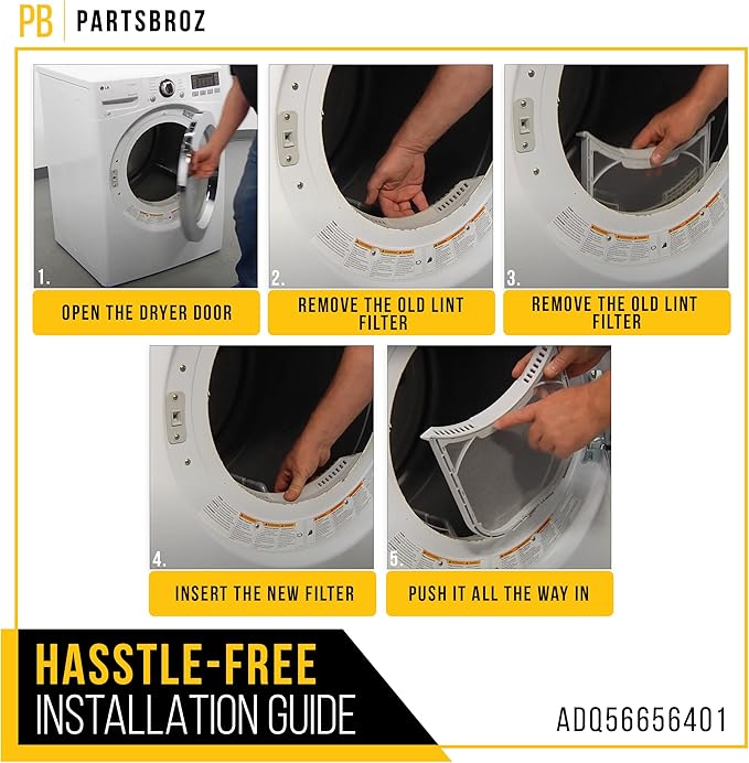 PartsBroz ADQ56656401 Dryer Lint Filter Screen for LG Dryer Lint Filter Replacement, Kenmore Lint Trap Replacement Elite Clothes Dryer Vent Part ADQ566564 PS3531962 DLE3500W DLE3170W DLE3600W DLE3400W