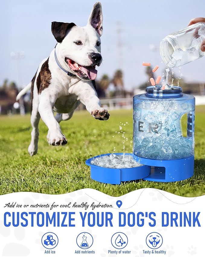 Portable Dog Travel Water Bottle, 77oz Large Dog Water Bowl Dispenser Portable, Leakproof Pet Drinking Bottle Dispenser for Hiking Camping Walking Travelling Beach Car Trips, BPA Free,Blue - AquaVibe