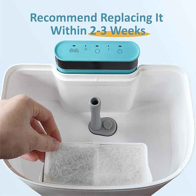 PET LAYSON Pumpless Cat Water Fountain Filter,Smart Cordless Pet Fountains Battery Operated 3.6L/122oz with Maglev Valve Technology Wireless Rechargeable Water Dispenser Filters (White, M1-8 Filter)