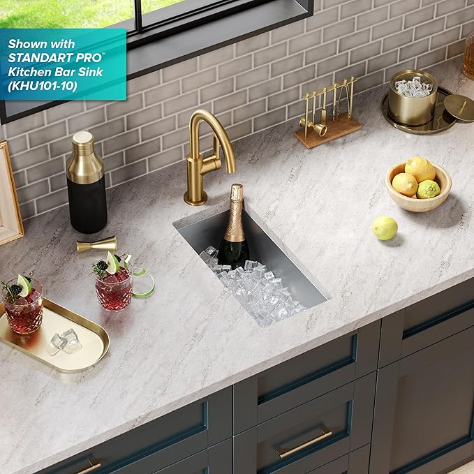 Kraus Oletto Single Handle Kitchen Bar Faucet in Spot Free Antique Champagne Bronze, Kitchen Sink Faucets, KPF-2822SFACB