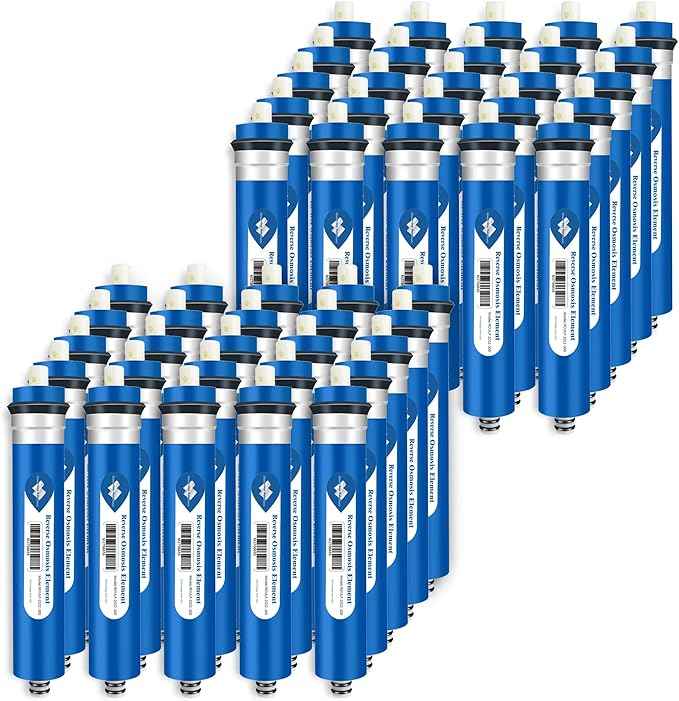 Membrane Solutions 100 GPD Reverse Osmosis Membrane 11.75"x1.75" RO Membrane Water Filter Replacement Fits Under Sink RO Drinking Water Purifier System, 50 Pack