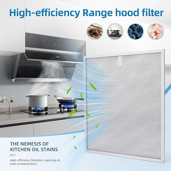 S99010430-002 Range Hood Filter Replacement Compatible with Broan Nutone 4512880 Kitchen Exhaust Fan Filter,5-Layer Aluminum Grease Filter 15-3/4" x 13-7/8" x 3/8",2 Pack - AquaVibe