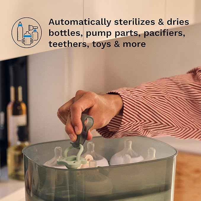 Baby Brezza Bottle Sterilizer and Dryer Advanced – 33% Faster - Largest Capacity Steam Sanitizer - Universal Sterilization Machine for All Bottles + Pump Parts - HEPA Air Filter, Charcoal
