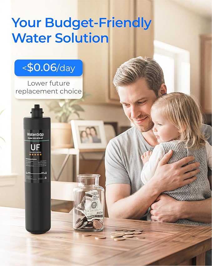 Waterdrop RF15-UF 0.01 Micron Replacement Filter Cartridge For 15UA/15UA-UF/15UB/15UB-UF/15UC/15UC-UF Under Sink Water Filter, Reduces Lead, Chlorine, Bad Taste & Odor, 19K Gallons High Capacity