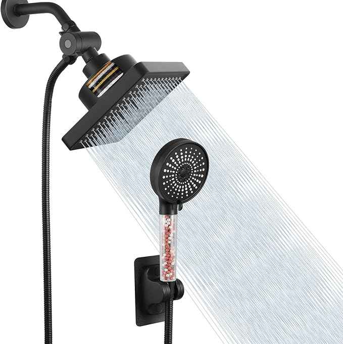 Filtered Shower Head with Handheld Combo, High Pressure Rain Showerhead Filter for Remove Chlorine and Harmful Substances, with Self-adhesive Holder/59