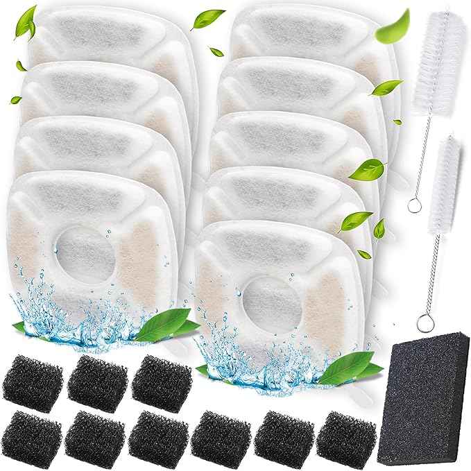 KAEGREEL 21 Pcs Cat Water Fountain Filters for Veken 95oz/2.8L, 67oz/2L, 135oz/4L Cat Dog Fountain Automatic Pet Fountain Dog Water Dispenser, Pet Fountain Filter & Pre-Filter Sponges & Cleaning Set