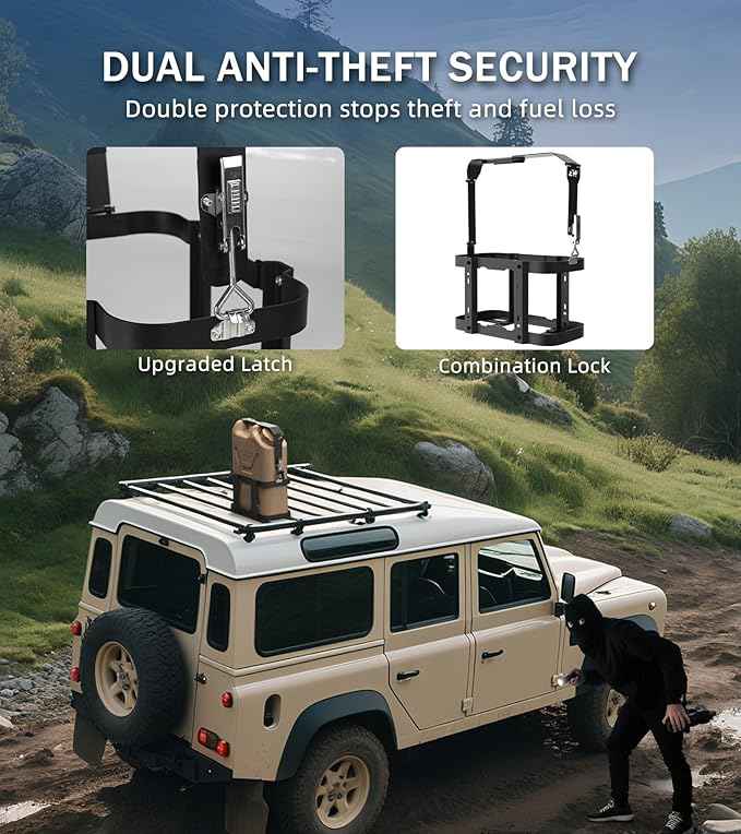 ELITEWILL 5 Gallon Water Containers Mount Holder, Lockable 20L Water Storage Bracket Steel Fit for Scepter Water Container Anti-theft Water Can Holder for Camping, Off-Road, Overlanding