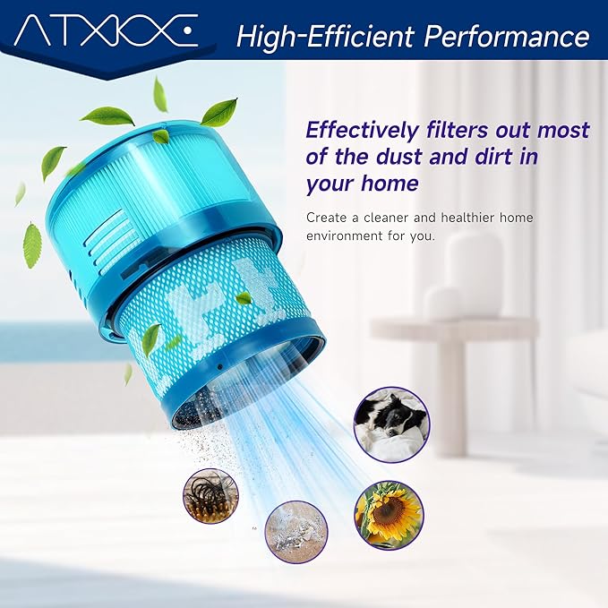 ATXKXE Gen5 Filter Replacement, Compatible with Dyson Gen5detect Absolute, Gen5outsize Absolute, Gen5detect Fluffy Cordless Vacuum Cleaner, 4 Pack Filters and 1 Clean Brush - AquaVibe