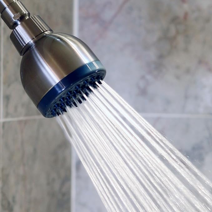 Aqua Elegante High Pressure Showerhead Brushed Nickel - Best Wall Mount, Bathroom, RV Shower Head For Low Flow Showers, 1.8 GPM - Brushed Nickel & California Certified - AquaVibe