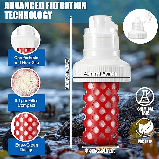 Yerliker 2 Pack Water Filter Replacement Cartridge Compatible with Katadyn BeFree 42mm Openings Wide-Mouth Portable Purifier for Hiking Camping Travel Water Filtration Stamina Sports