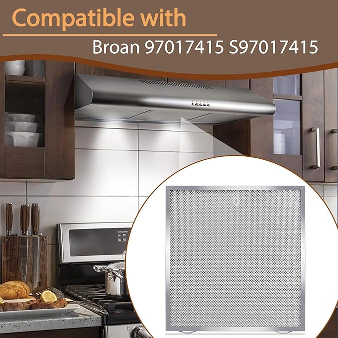 5 Layer Aluminum Grease Range Hood Filters 14 X 13.7 X 0.4 inchs Compatible with Broan 97017415 S97017415 (2 Pack) - AquaVibe