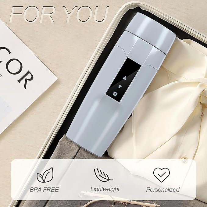 Electric Heating Kettle with Temperature Control, 40~100 ℃ Adjustable, Mini Portable Travel Electric Water Mug, Anti-leakage, 300W Fast Heating Insulation Cup, Anti-dry Fever, Auto- shutdown, Gray