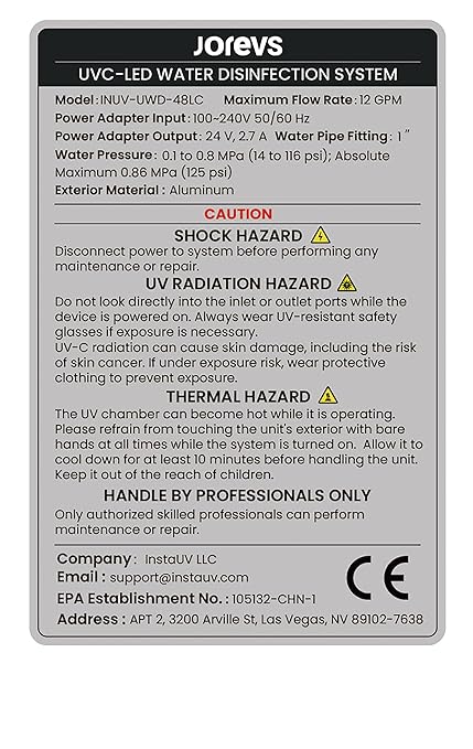 UV Water Filter - Whole House UV LED Water Purifier, Mercury-Free Water Purification System, Easy Installation, 12 GPM for Energy-Saving for Whole Home Water Filtration