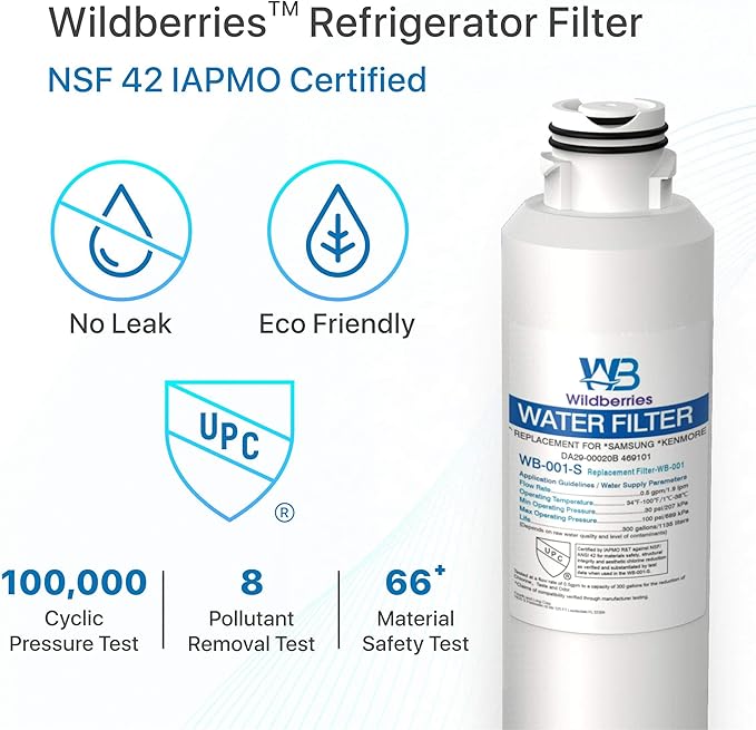 Wildberries RF263TEAESG/AA Replacement for Samsung Fridge Water Filter Compatible with Samsung RF23J9011SG/AA, RF263BEAESR, DA29-00020B, RF28HFEDBSR, HAF-CIN/EXP, Kenmore 46-9101 Pack of 3