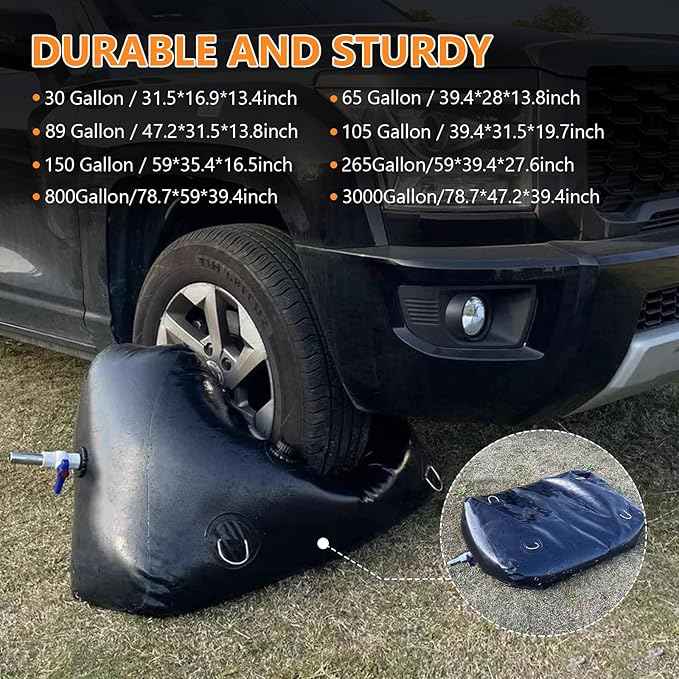 Water Storage Bladder, Water Tank 89 Gallon Foldable Portable Water Storage, Large Water Storage Containers with 3/4" PVC Spigot and Overflow Kit for Camping, Garden, Emergency Water Storage
