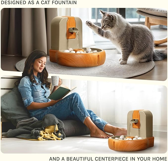 Cat Water Fountain – Eco-Friendly Zen Cat Fountain with Feng Shui Design, Splash-Free, Easy to Clean, Premium Filtration, Water Fountains for Cats Indoor, Great Cat