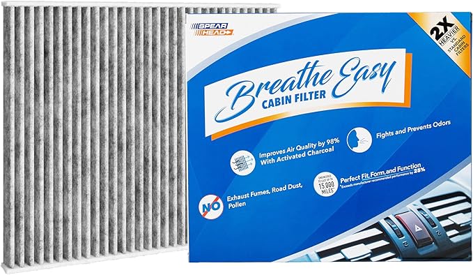 Spearhead Odor Defense Breathe Easy AC & Heater Cabin Filter | Fits 2018-22 Ecosport, 2011-19 Fiesta Like OEM | Up to 25% Longer Lasting w/Activated Carbon (BE-670) - AquaVibe