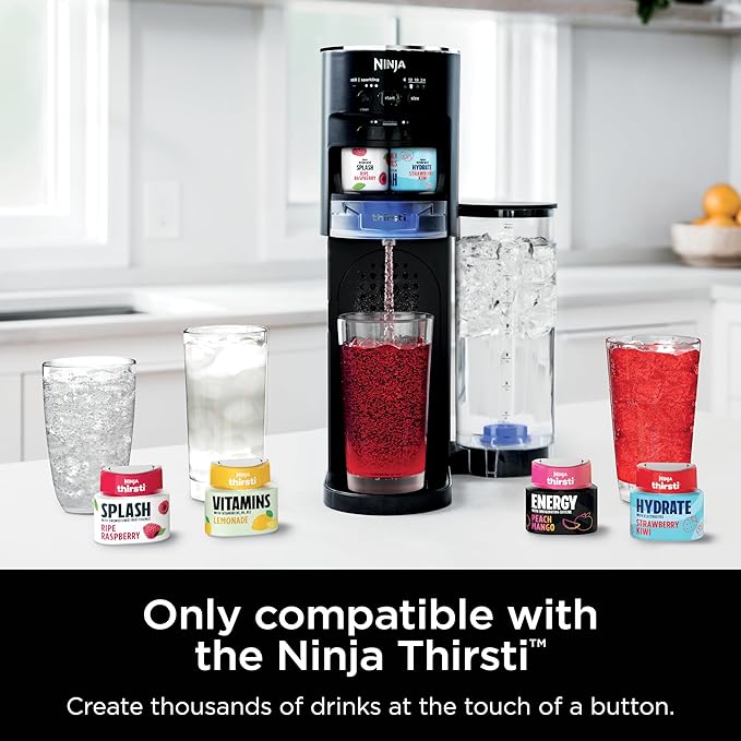 Ninja WCX01WR Thirsti 48oz Removable Water Reservoir, Black. Only Compatible with the Ninja Thirsti Drink System WC1001, Clear