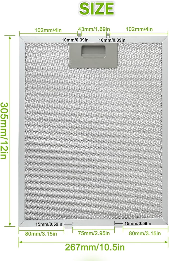 W10169961A Range Hood Filter Replacement 5 Layer Aluminum Mesh Hood Grease Filter Fit for Whirlpool, Kitchen Aid, Jenn-Air Range Hoods(1PCS) - AquaVibe