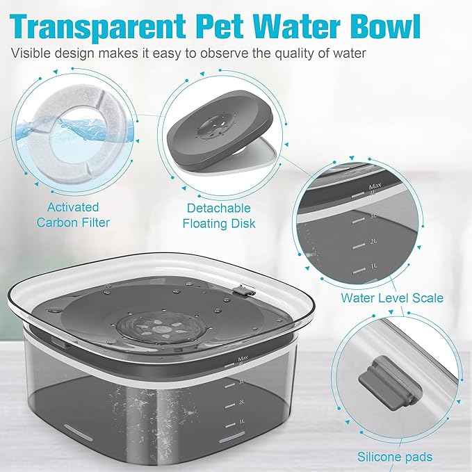 UPSKY 4L Dog Water Bowl 135oz No Spill Dog Bowl Extra Large Capacity Slow Drinking Water Feeder, Splash Proof Pet Water Dispenser Vehicle Carried Travel Water Floating Bowl for Dogs, Cats