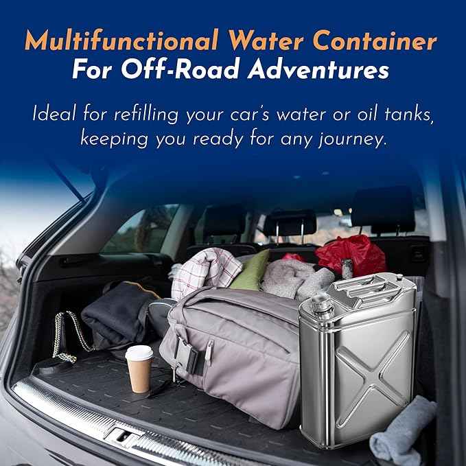 Stainless Steel Water Container for Camping - 5 Gallon Hydration Metal Tank Jug - Heavy Duty Durable Portable Water Storage Can for Camping Outdoors
