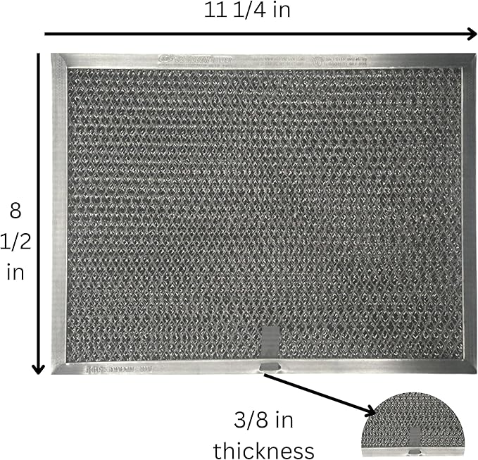 Stove Range Hood Vent Filter - Premium Aluminum Mesh and Charcoal Carbon Replacement for Broan Range Hoods, 8.5" x 11.25" x 3/8" - 1pk