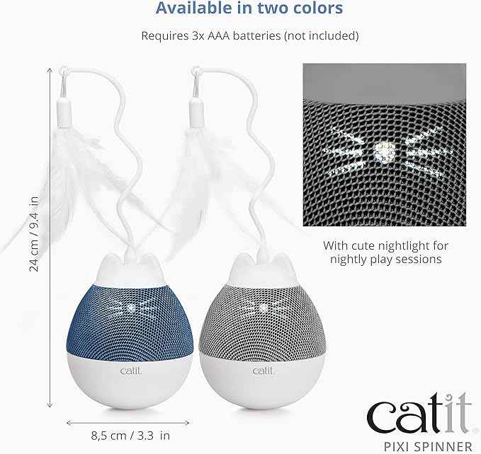 Catit PIXI Spinner, Treat Dispensing Cat Toy, Silver
