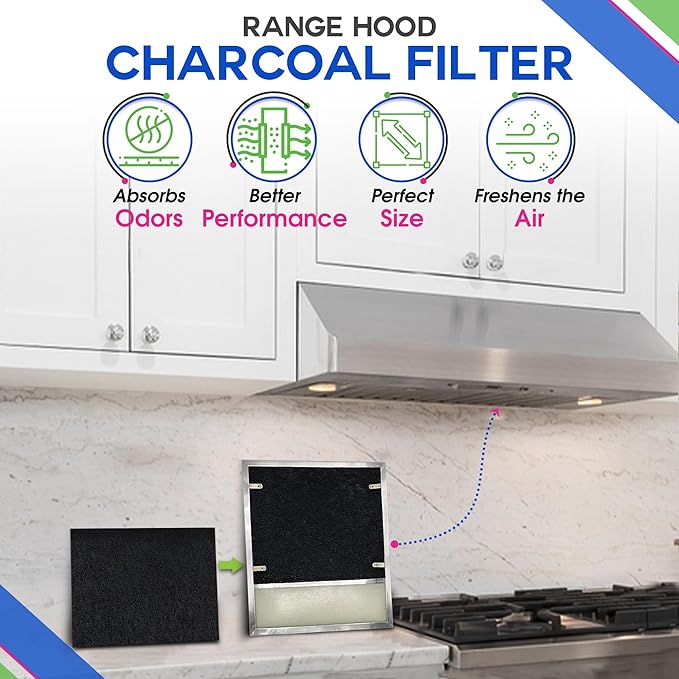 Range Hood Charcoal Filter 7.75” x 10.5” - Fits Broan and Nutone BP58 For 43000 Series Range Hoods - Broan Range Hood Filter Replacement - Carbon Stove Vent Fan Filters Removes Kitchen Odors (1-Pack)