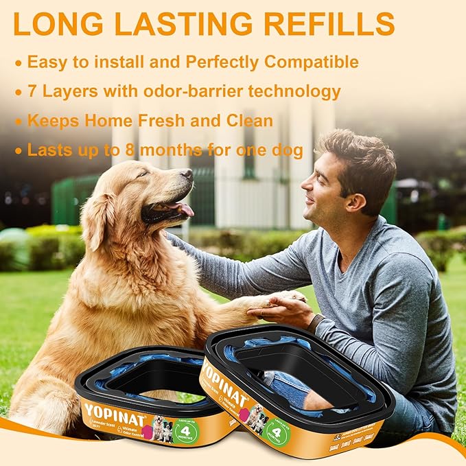Jumbo Square Refill Bags 2 Pack – Lasts Up to 8 Months – Lavender Scented Dog Poop Bags for Dogs – EVOH Pet Waste Refills for Superior Odor Control – Fits Pet Genie Dog Waste Disposal System Pails