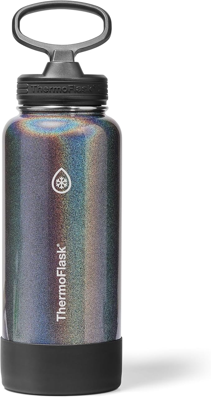 ThermoFlask 32 oz Double Wall Vacuum Insulated Stainless Steel Water Bottle with Straw Lid, Iron Night