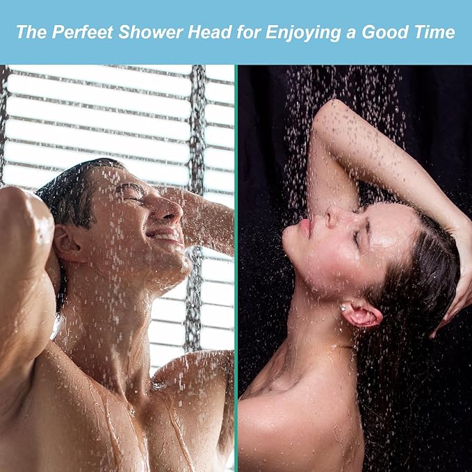OFFO Filtered Shower Head, 20 Stage Shower Filter Head for Hard Water with Pause Mode, 9 Modes High Pressure Shower Head with Filter for Remove Chlorine and Harmful, Chrome - AquaVibe